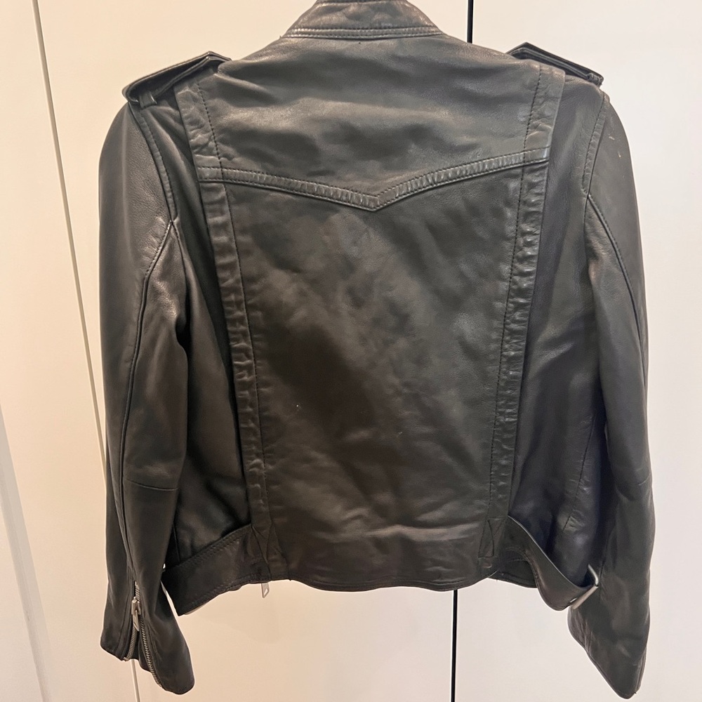 All Saints Black Leather Moto Jacket - Picture 3 of 6